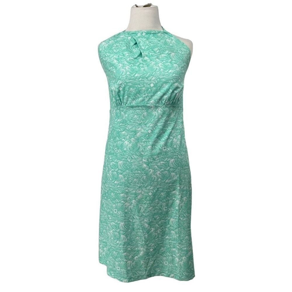 Columbia Armadale Dress Teal White UPF M Pocket Wicking Halter‎ Dress